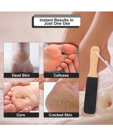 2PC Foot File Pumice Stone and Callus Remover Foot Rasp Pumice Stone for Feet Foot Scrubber with Wooden Handle Exfoliator Pedicure Tool for Dead Skin Foot Cracked Heels Hard Skin - Buy Online on GoSupps.com