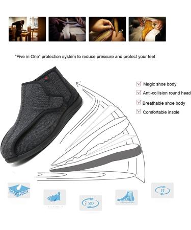 Adjustable Unisex Diabetic Orthopedic Boots Velcro Cloth Shoes - Black Women Size 8 - Buy Online on GoSupps.com