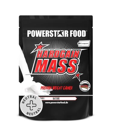 Powerstar Hardgain Mass 1600G |Weight Gainer with creatine & without sugar additiveMass strength & fast muscle building |German production |Mass Gainer Shake to gainNature Nature 1.6 kg (1 Pack)