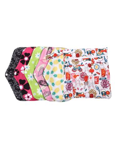 6 pieces of charcoal menstruation pads reusable pads sanitary pads washable menstruation pads for women and girls (5 1 medium size occasional color) flower 2 26x18cm