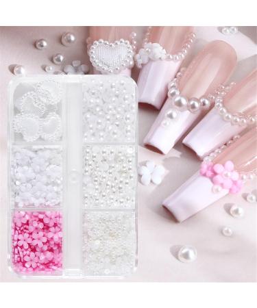 BWANGIAO Flower 3D Nail Charms Nail Pearl Heart Nail Jewelry Cherries Flower Petal Y Nail Decorations Resin Nail Rhinestones - Buy Online on GoSupps.com