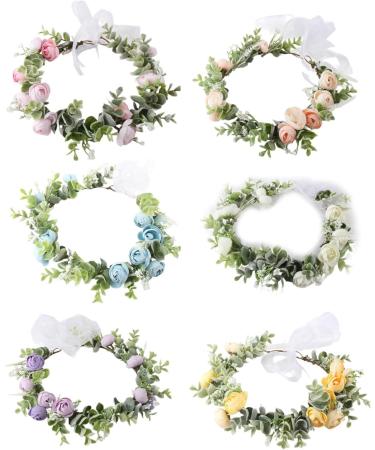 amangul Flower Headbands Women Bride Flower Crown For Wedding Party Supply Floral Garlands Crown Hair Wreath Floral Headbands(Purple) - Buy Online on GoSupps.com
