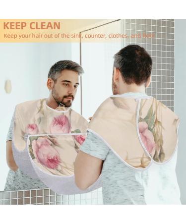 Watercolor Rose Paint Beard Bib Apron | Non-Stick Waterproof Hair Catcher for Men | Grooming Cape with Suction Cups | Perfect Gifts for Men - Buy Online on GoSupps.com