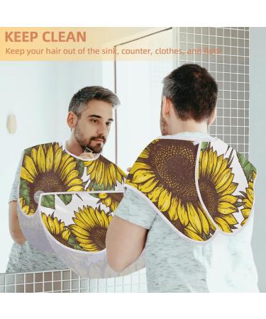 Watercolor Sunflower Beard Bib Apron - Waterproof Hair Catcher for Men | Non-Stick Grooming Cape with Suction Cups | Perfect Gifts for Men - Buy Online on GoSupps.com