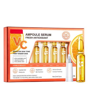Vitamin C Serum for Face Vit C Serum Anti Ageing & Anti Wrinkle Serum Concentrated Ampoules Brightening Serum for Dull Tired Skin Powerful Antioxidant Protection face serum 7x2ml Ampoule Serum