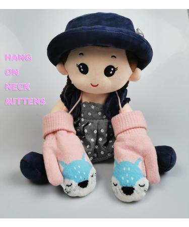 iEasey Cute Baby Winter Knitted Warm Mittens On String 0-3 Years | Infant Toddler Fox Gloves | Thick Fleece Lined | Thermal Ski Snow Gloves | Hand Warmer for Baby Girls Boys | Xmas Gift - Pink - Buy Online on GoSupps.com