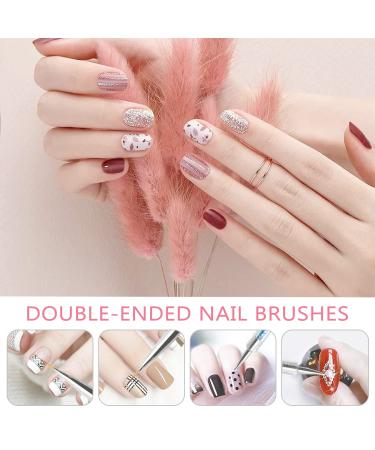 TEOYALL 5 PCS Double-Ended Nail Art Brushes Kit for UV Gel Nail Design - Home Salon Nail Liner Brush and Dotting Pens Set - Buy Online on GoSupps.com