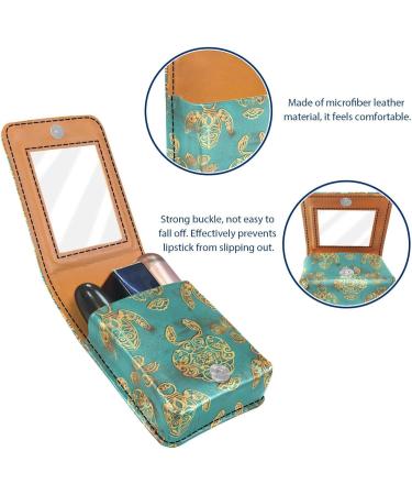 Travel Lipstick Organizer Case | Portable Makeup Bag with Mirror | Ethnic Style Golden Sea Turtle Design - Shop Internationally - Buy Online on GoSupps.com