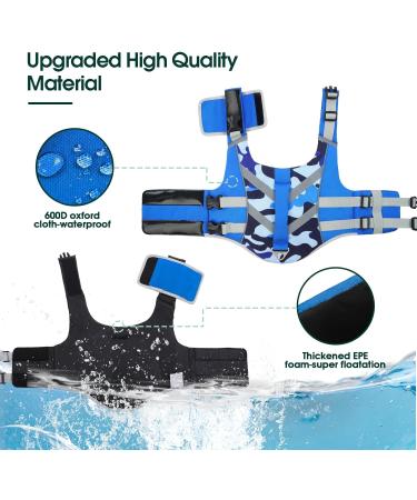 Kuoser Dog Life Jacket with Reflective Stripes | High Visibility & Adjustable | Ripstop Pet Preserver for Small, Medium, Large Dogs | Blue Camo | XX-Large - Buy Online on GoSupps.com
