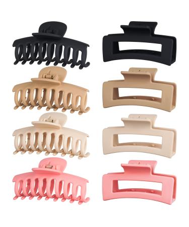 Askfeel 8Pack 3.5 Inch Medium Hair Claw Clips for Women Hair Clips for Thin Thick Curly Hair Matte Non Slip Hair Clips for Girls