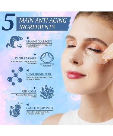 Marine Collagen Pearl Eye Masks - Reduce Wrinkles, Puffy Eyes, Dark Circles & Eye Bags - Vegan Cruelty-Free Self Care (18 pairs) - Buy Online on GoSupps.com