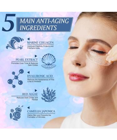 Natural Marine Collagen & Hyaluronic Acid Eye Masks - 18 Pairs Anti-Aging Pads for Dark Circles & Swollen Eyes - Buy Online on GoSupps.com
