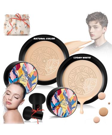 2024 New Mushroom Head Air Cushion Cc Cream Air Mushroom Head Cc Cream Mushroom Head Air Cushion Cc Cream Long-Lasting Waterproof Moisturizing Concealer Beauty Cream (2PCS-1)