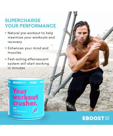 EBOOST POW Natural Pre-Workout - Blue Raspberry - Performance & Joint Mobility Support - Energy & Focus - Men & Women - Non-GMO & Gluten-Free - 20 Servings - Buy Online on GoSupps.com
