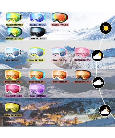 Findway Kids Ski Goggles - Boys Girls Youth Snowboard Goggles A1-Silver (VLT 21%) - Buy Online on GoSupps.com
