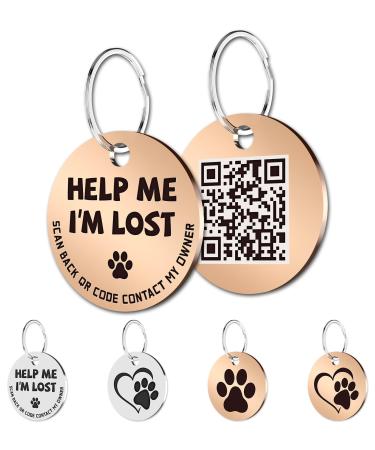MyLuckytag stainless steel QR code pet ida for cat brands-pet online profile-scan qr reception instant pet location alert email "Help me im Lost" Redgold