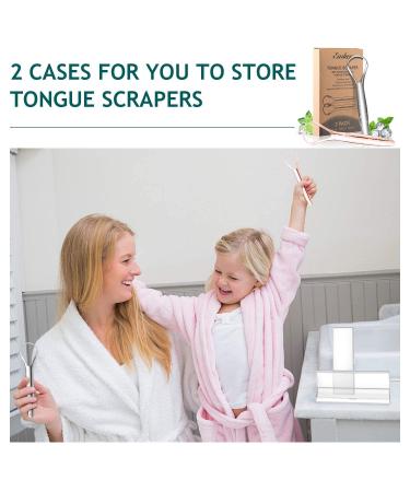 Easkep Tongue Scraper - 2 Pack Stainless Steel Tongue Cleaner with Carrying Bag for All Ages - Gold - Buy Online on GoSupps.com