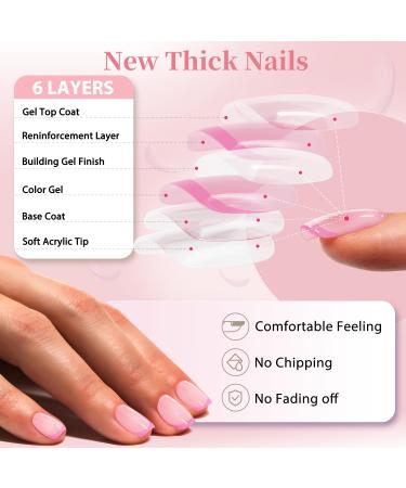 Buy Pink French Tip Press on Nails | Short Square Coffin & Acrylic Nails - 30 PCS Classical Nail Art - Buy Online on GoSupps.com