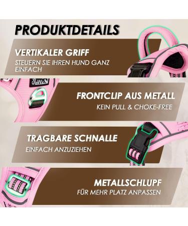 Eyein Adjustable Dog Harness for Large Dogs - Breathable Reflective Padded - XL Pink (Neck 55-83cm Chest 50-94cm) - Perfect for Daily Training - Buy Online on GoSupps.com