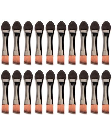 20-Piece Eyeshadow Brushes Set - Dual Sided Sponge and Nylon Brush Applicators for Eyeshadow and Concealer - Travel-Friendly Makeup Tools in Silver/Black and Gold