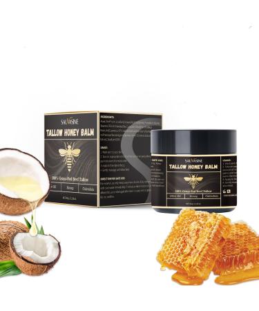 Organic Tallow Honey Balm for Nourishing Face and Body Cream 100% Grass-Fed Beef Tallow Body Butter For Dry Skin Moisturizing With Olive Oil Honey Calendula For Sensitive Skin Repair -60G(2.16Oz)