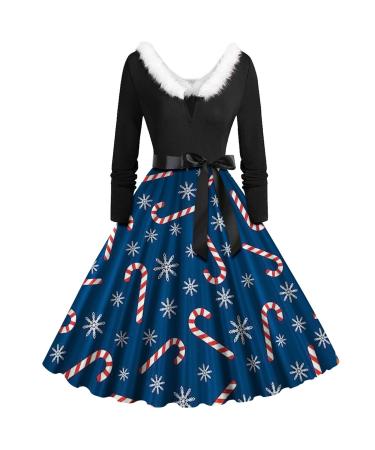 Christmas skirt for women costume cartoon pulli dress sexy party dress dress fashion dress women christmas top hooded sweaters sweatshirts dress autumn winter sky blue l