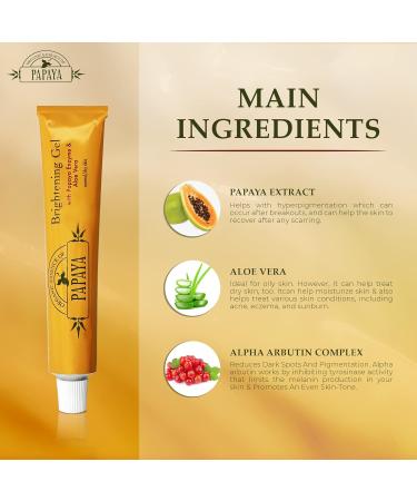 Papaya Brightening Cream 50g - Formulated to Improve Clarity and Skin Radiance Alpha Arbutin and Aloe Vera - Buy Online on GoSupps.com