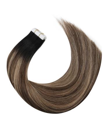 Moresoo Invisible Tape Extensions - Real Hair Dark Brown Ombre 45cm | Premium Tape-in Hair Extensions 50g - Buy Online on GoSupps.com