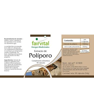 Fairvital | Polyporus Extract 500mg VEGAN - Highly Dosed - 90 Capsules - Mushroom Extract Standardized to Polysaccharides 30% - Buy Online on GoSupps.com