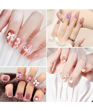 1000 PC 3D Nail Decorations Set - Pink & White Heart Charms Loop Nodes & Strass Stones for DIY Manicure & Jewelry - Buy Online on GoSupps.com