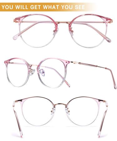 DUCO Blue Light Glasses for Women Men Blue Ray Blocking Glasses Computer Glasses for Teens Retro Round Eyeglasses W013 Pink - Buy Online on GoSupps.com