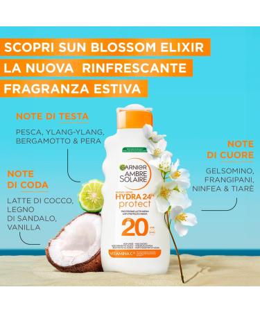  Garnier Garnier Ambre Solaire Hydra 24h Protect Sun Lotion for Face and Body SPF 20 Medium Protection Against UVA UVB Moisturising Formula Nutritive Waterproof with Shea Butter 3 Bottles of 200 ml - Buy Online on GoSupps.com