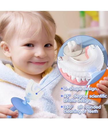 COLOROUND 2 Pack Kids U-Shaped Toothbrush for Toddlers Age 2-6 | Silicone Baby Toothbrush with Storage Cup | Baby Manual Training Toothbrush for 360 Oral Teeth Care - Buy Online on GoSupps.com