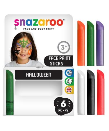 Snazaroo 1172020 make -up pencils in Set Halloween - 6 facial and body colors skin -friendly washable on a water -based base perfect for Halloween holiday make -up carnival 6 - Sprache Language German/English Halloween
