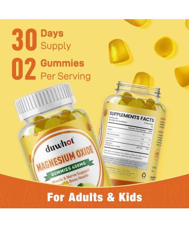 Magnesium Oxide Gummies 400mg Magnesium Oxide Chewable Supplement for Adults & Kids Nerve Muscle Bone & Heart Support Non GMO Pectin Vegan 60 1 - Buy Online on GoSupps.com