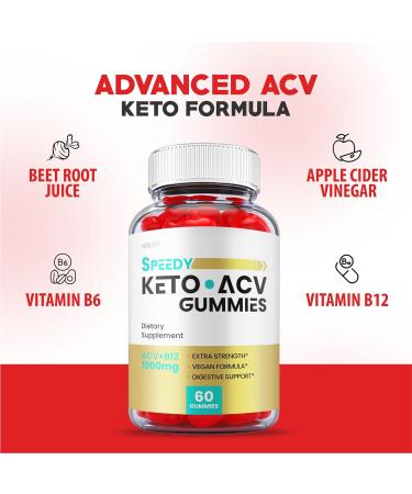 Speedy Keto ACV Gummies - Advanced Formula for Weight Loss - Vegan 1000mg with Apple Cider Vinegar and Vitamin B12 - 60 Gummies - Buy Online on GoSupps.com