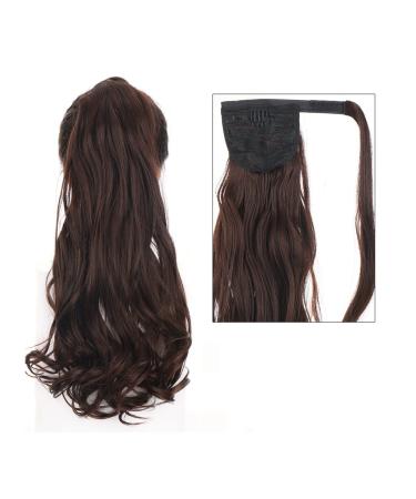Ponytail Extension 22" Long Wave Ponytail Extension Magic Paste Heat Resistant Natural Wavy Synthetic Wrap Around Ponytail Hairpiece for Women Ponytail Hair Extension(2-33) 22inches 2-33
