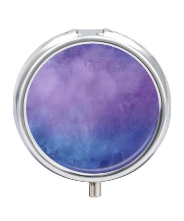 Pill Box Pill Case 3 Compartment Travel Pill Box Soft Purple Image Printing Small Pill Box Portable Medicine Pill Case Pill Organizer for Purse & Pocket for Travel Handbag (Round)