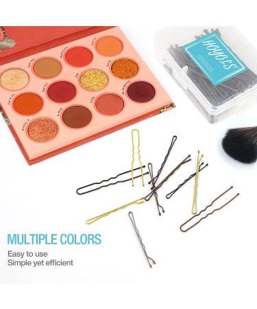Hoyols Bobby Pin Brown Hairpins for Thick Thin Hair - 100 Count, 2.375 Inch, Secure Hold Wavy Slide Proof Gold Styling Pins for Bun Decor - Buy Online on GoSupps.com