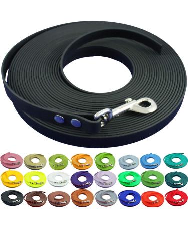 Bio -line drag line 12mm made of biothane - 3.0 m in black i dog leash without hand loop for small and large dogs - water -repellent leash 3.0 m black
