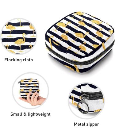 Gold Flamingo Menstrual Cup Bag - Stylish Bandage Storage Pocket for Women & Teens | Portable Tampon Holder with Silent Pad Holder | Multicolored 1 Piece - Buy Online on GoSupps.com