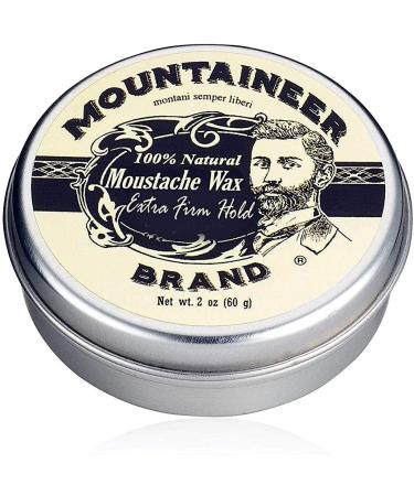 Mountaineer Brand Mustache Wax for Men | 100% Natural Beeswax and Plant Based Oils | Grooming Beard Moustache Wax Tin | Long-Lasting Extra Firm Hold | Smooth  Condition  Styling Balm | Unscented 2oz