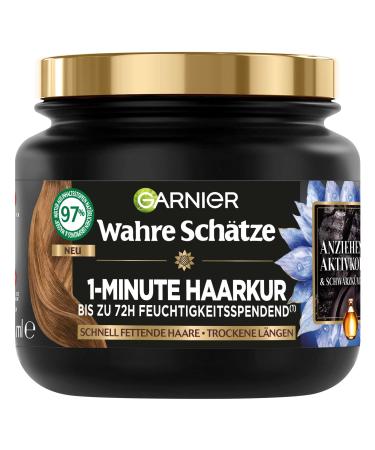 Garnier true treasures balancing charcoal hair mask hair treatment for fast fatty scalp and dry hair lengths activated carbon and black cumin oil 340 ml (1 -pack) with activated carbon and black cumin oil - Buy Online on GoSupps.com