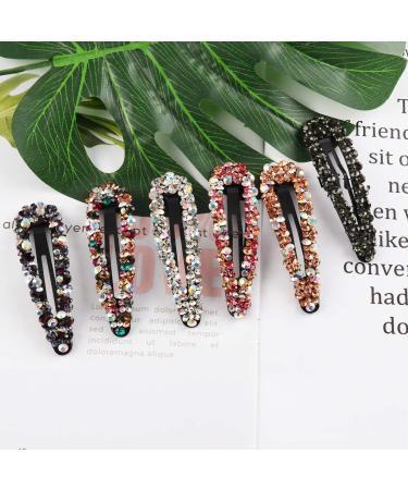 Sparkly AB Crystal Hair Clips - Handmade Rhinestone Snap Barrettes for Women & Girls (6 Colors, 6 Pcs) - Wedding Decorative Bling Hair Accessories - Buy Online on GoSupps.com