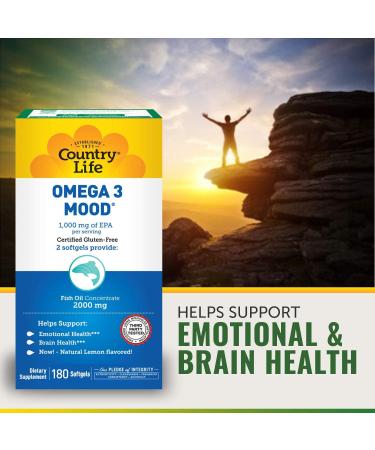 Country Life Omega 3 Mood Support - Natural Lemon Flavor - 180 Softgels - Buy Online on GoSupps.com