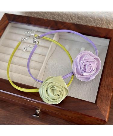 Buy OralGos Rose Petal Necklace - Vintage Camellia Flower Clavicle Chain Jewelry with Adjustable Straps in Purple - International Shipping Available - Buy Online on GoSupps.com