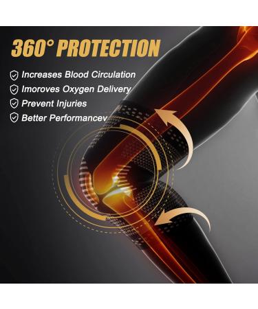 NEENCA Copper Knee Support Brace (Pair) - Premium Compression Sleeve for Knee Pain Relief - Copper Infused Fiber Technology - Ideal for Sports, Arthritis, ACL, Joint Pain - Size M - Buy Online on GoSupps.com