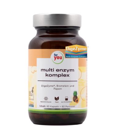 Multi enzyme complex |60 capsules Multienzymes from Digzyme with the enzymes alpha-amylase neutral protease cellulase lactase and lipase made by fermentation + enzymes bromelain & papain - Buy Online on GoSupps.com