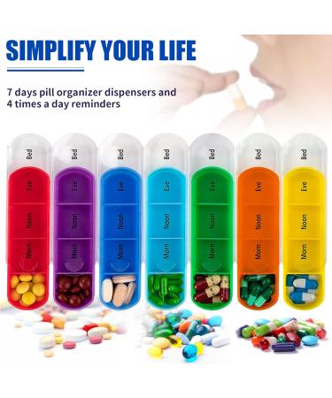 Weekly Travel Pill Organizer Case - 7-Day AM PM Medication Reminder with Neoprene Carrying Case - 4 Times a Day Compartments for Easy International Use - Buy Online on GoSupps.com