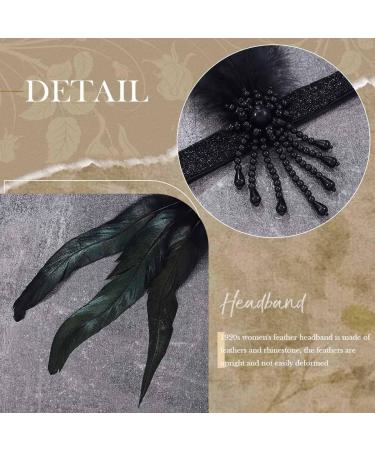 Handcess 1920s Flapper Feather Headband Black Feather Beaded Headband Women's Vintage Flapper Headpiece 20's Theme Cocktail Hair Accessories for Costume Prom Carnival Theme Party - Buy Online on GoSupps.com